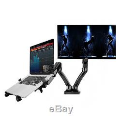 Dual-arm 2in1 Desk Mount 10-27 LCD Monitor Arm/ up 15.6 Notebook Laptop Stand