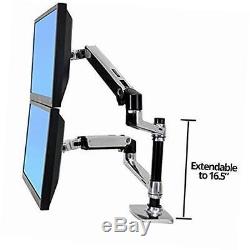 Dual lcd adjustable monitor stand, dual stacking arm, desk clamp/grommet base