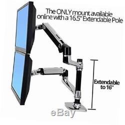 Dual lcd adjustable monitor stand, dual stacking arm, desk clamp/grommet base
