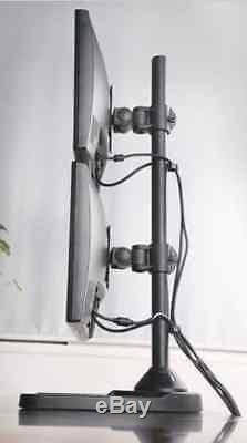 EZM Vertical Dual LCD Monitor Mount Stand Freestanding up to 27 002-0014