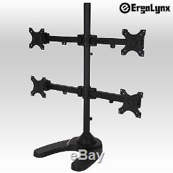 Ergolynx Quad Screen VESA Monitor Arm Desk Mount Four LCD LED TV Gaming 4 Stand