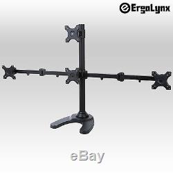 Ergolynx Quad Screen VESA Monitor Pyramid Desk Mount Arm LCD LED TV Four 4 Stand