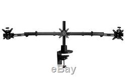 Ergotech Triple LCD Monitor Desk Stand with Desk Clamp and Telescoping Wings