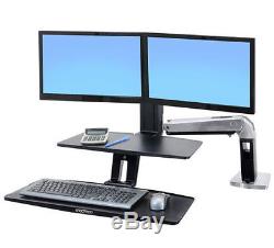 Ergotron 24-392-026 WorkFit-A Sit-Stand Workstation dual monitor LCD