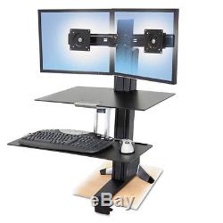 Ergotron 33349200 WorkFit-S Sit-Stand Workstation w Worksurface Dual LCD Monitor