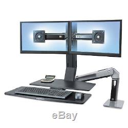 Ergotron WorkFit-A Sit-Stand Workstation withWorksurface+ Dual LCD Monitors