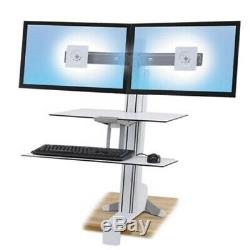 Ergotron WorkFit-S Sit-Stand Dual LCD Monitor Workstation, White (ERG33349211)