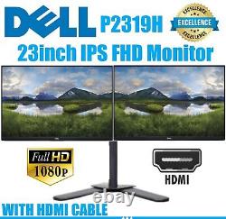 Excellent Dual stand Dell P2319H 23in Full HD 1920x1080 LED-Lit Monitor HDMI A+