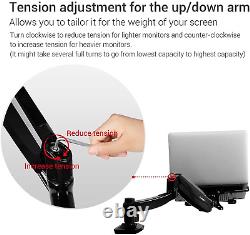 FLEXIMOUNTS 2-In-1 Monitor Arm Laptop Mount Stand Swivel Gas Spring LCD Arm