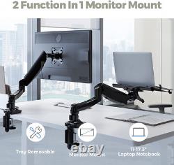 FLEXIMOUNTS 2-in-1 Monitor Arm Laptop Mount Stand Swivel Gas Spring LCD Black