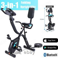 Folding Stationary Upright Indoor Cycling Exercise Bike with LCD Monitor Stand
