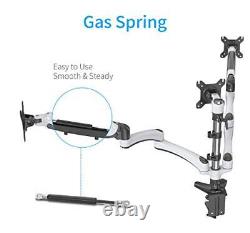 Fully Adjustable Dual Gas Spring LCD Monitor Desk Mount Stand with 3 Swing