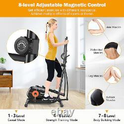Gymax Eliptical Trainer Magnetic Cross Trainer with LCD Monitor Black