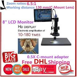 HD Video Microscope Industry Camera VGA USB AV TV Zoom Lens + 8 LCD Monitor EA