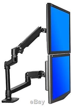 Halter Dual LCD Adjustable Monitor Stand, Dual Stacking Arm, Desk Clamp/Grommet