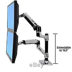 Halter Dual LCD Adjustable Monitor Stand Dual Stacking Arm Desk Clamp/Grommet