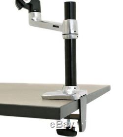 Halter lcd adjustable monitor stand, single arm, desk clamp/grommet base, holds