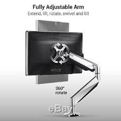 Heavy Duty Single LCD Arm Stand Monitor Weight 20lbs Grade Aluminum Desk Mount