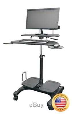Kantek Sit To Stand Mobile Computer Workstation with LCD Monitor Mount Pole ST