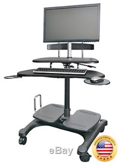 Kantek Sit To Stand Mobile Computer Workstation with LCD Monitor Mount Pole ST