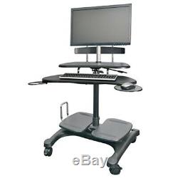Kantek Sit to Stand Mobile Computer Workstation with LCD Monitor Mount Pole ST