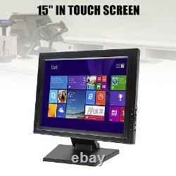 LCD Touch Screen Monitor 15 in 170° USB LCD with VGA POS PC Screen Foldable Stand