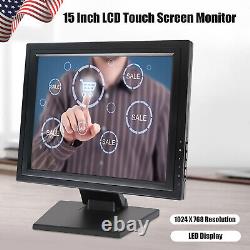 LCD Touch Screen Monitor 15 in 170° USB LCD with VGA POS PC Screen Foldable Stand