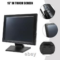 LCD Touch Screen Monitor 15 in 170° USB LCD with VGA POS PC Screen Foldable Stand