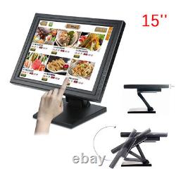 LCD Touch Screen Monitor 15 in 170° USB LCD with VGA POS PC Screen Foldable Stand