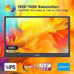 LGK 15.6'' Portable Monitor FHD 1080P USB-C HDR IPS HDMI Laptop Monitor with Stand