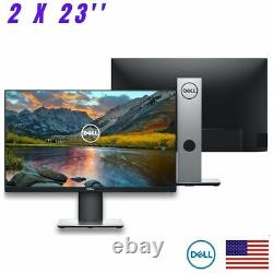 LOT 2 Dell Dual P2319H 23inch IPS Monitors FHD Edgeless 1080 WithOEM Stands +HDMI