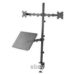 Laptop and Dual 13 to 27 inch LCD Monitor Stand up Desk Mount, Extra Tall