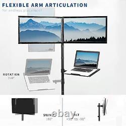 Laptop and Dual 13 to 27 inch LCD Monitor Stand up Desk Mount, Extra Tall