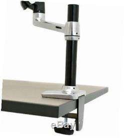 Lcd adjustable monitor stand, single arm, desk clamp/grommet base, holds up to