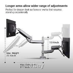 Loctek D7SD Dual LCD Adjustable Monitor Stand Dual Stacking Arm Desk Clamp/Gr