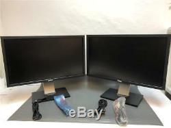 Lot 2X Dell Professional P2411Hb 24 Widescreen LED LCD Monitor With Stand& Cords