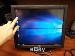 Lot (2) Elo Touch E719160 ET1715L 17 + Stand Cables Touchscreen POS