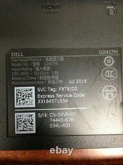 Lot of 2 Dell U2417H Ultrasharp 24 1920x1080 LED Monitor 0XVNNT No Stand M454