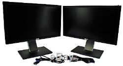 Lot of (2) Dell UltraSharp U2211Ht 21.5 LCD Monitor 1920x1080 with Cables Stands