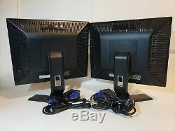 Lot of 2 Dual Screens Dell E178FPb /v 17 LCD Display Monitors WithStands Cables