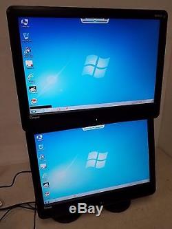 Lot of 2 x 22 LCD Monitors with Ergotech Dual Vertical Desk Monitor Stand VGA