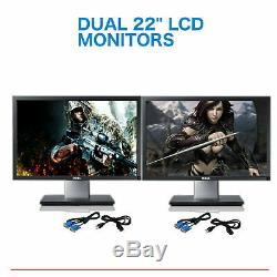 Matching DUAL DELL Ultrasharp 22 Widescreen LCD Monitors w /DUAL LCD Stand