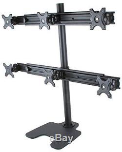MonMount Hex 6 Freestanding Monitor Stand Mount for Six Monitors Upto 25-Inch, B