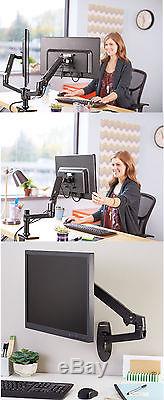 Monitor Display Mounting Arm Black Dual Side-by-Side Desk Mounting Lcd Stand New