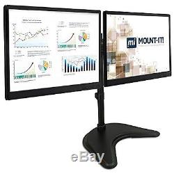Monitor Dual Desk Stand Free Standing Multiple LCD Mount Adjustable up to 27