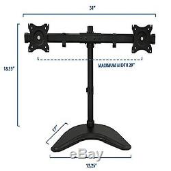 Monitor Dual Desk Stand Free Standing Multiple LCD Mount Adjustable up to 27