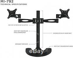 Mount-It! Dual LCD Monitor Mount Stand, Articulating Arm, Fully Adjustable Two