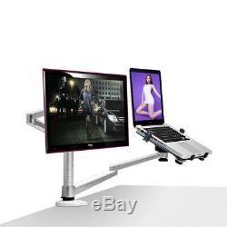 Multimedia Desktop Dual Arm LCD Monior Holder+ Laptop Holder Stand Monitor Mount
