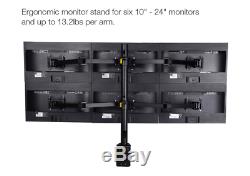 NBSilence Six Hex LCD Arm Monitor Desk Mount Stand Adjustable 6 Screens Fit