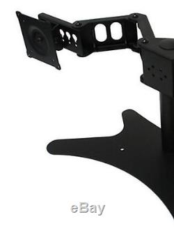 New Dual LCD Monitor Stand Desk Mount w Adjustable Arms for Height Tilt & Swivel